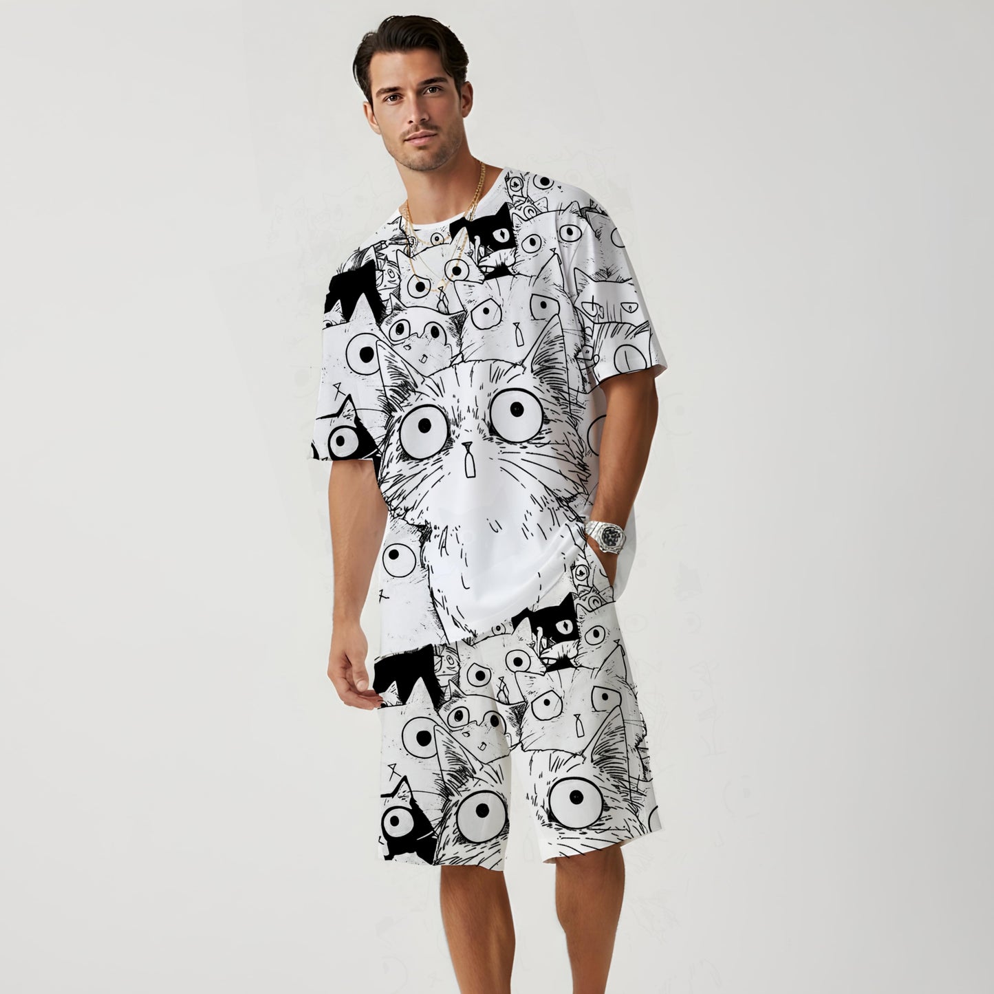 Midnight Meow Edition Men's Co-ord Sets